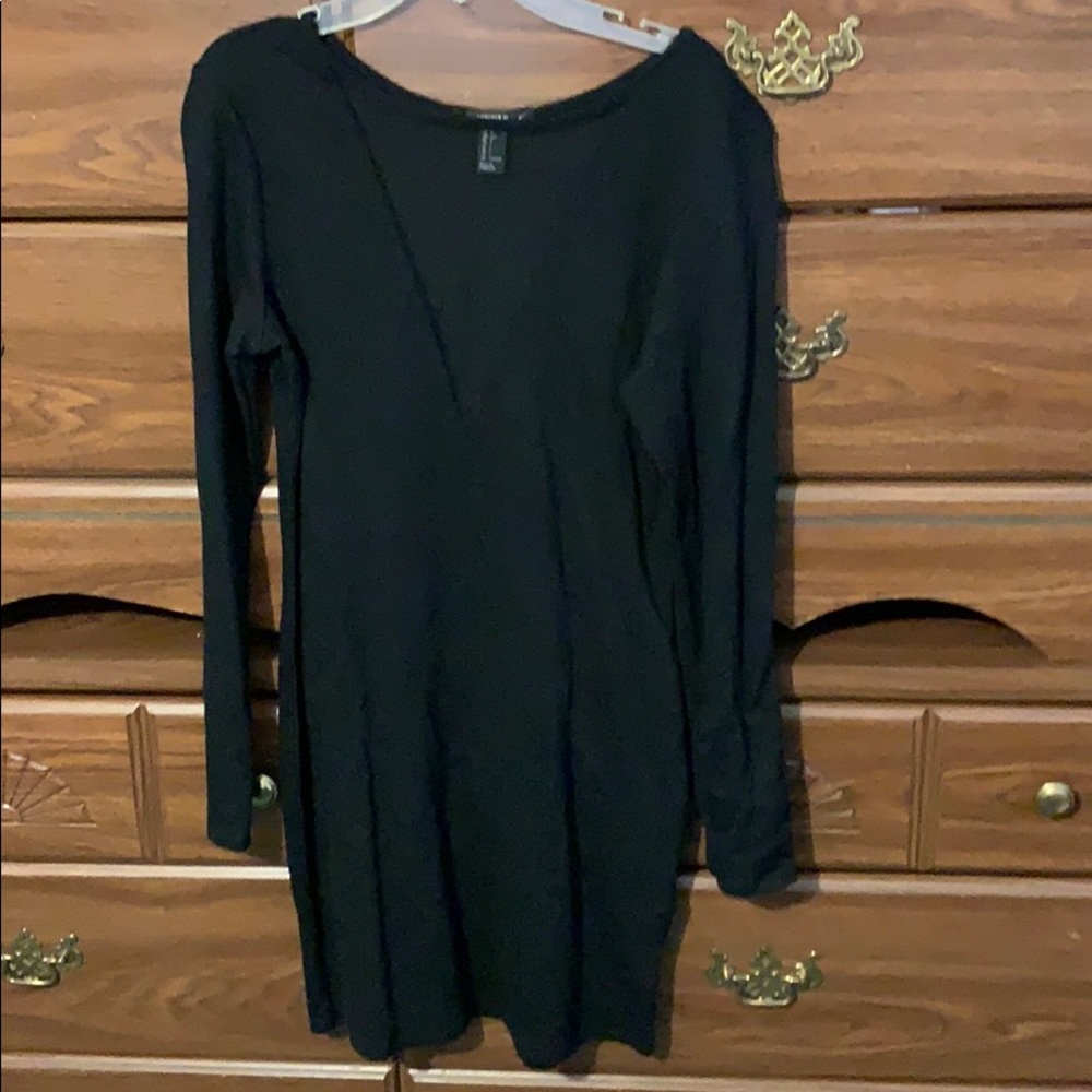 Long Sleeve Black Mesh Bodycon Dress